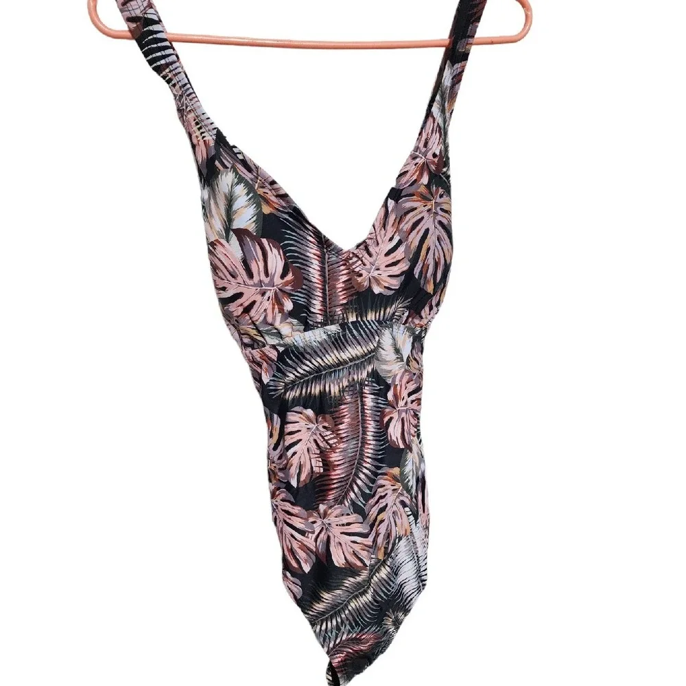 Hurley Womens‎ One Piece Swim Suit Scatter Palm Print UPF 50+ With Top Size XXL